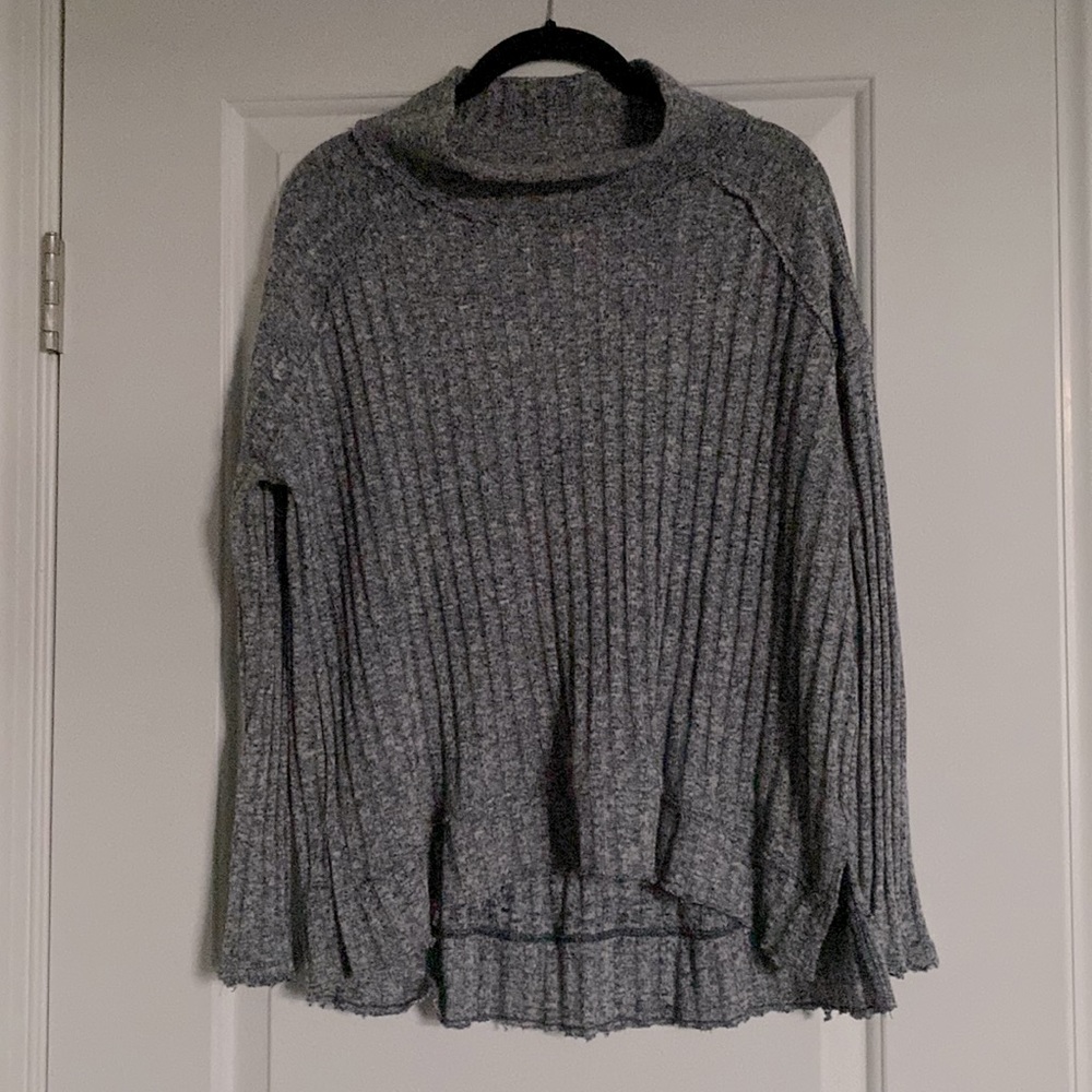 Free People Mockneck Sweater in Blue-Grey | Size Small